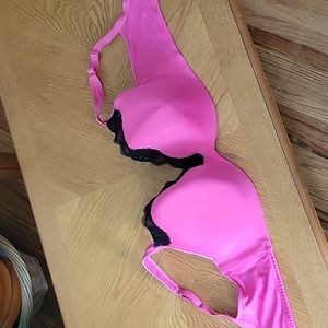 Pink black silk lace 40DDD bra cacique